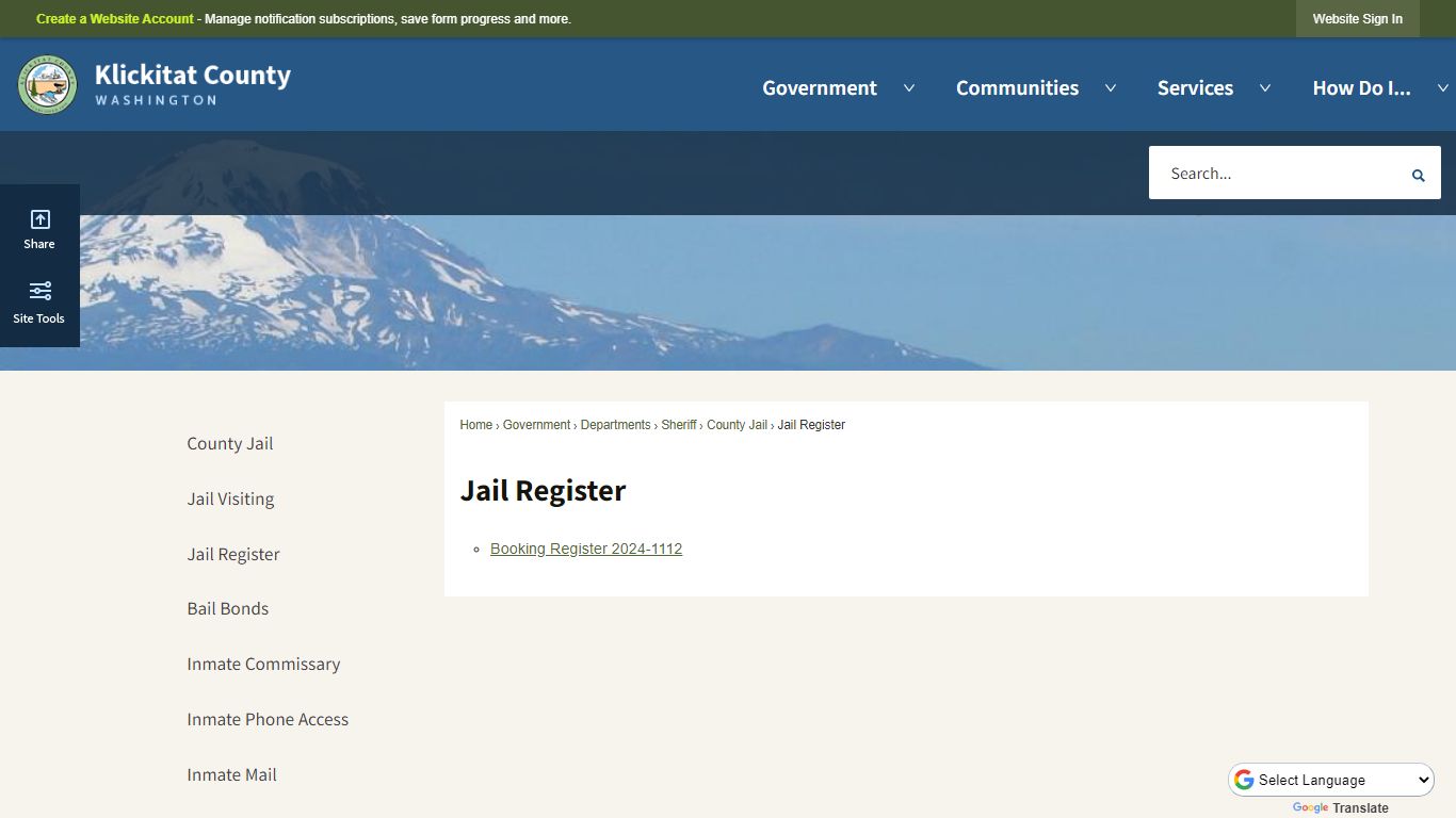 Jail Register | Klickitat County, WA