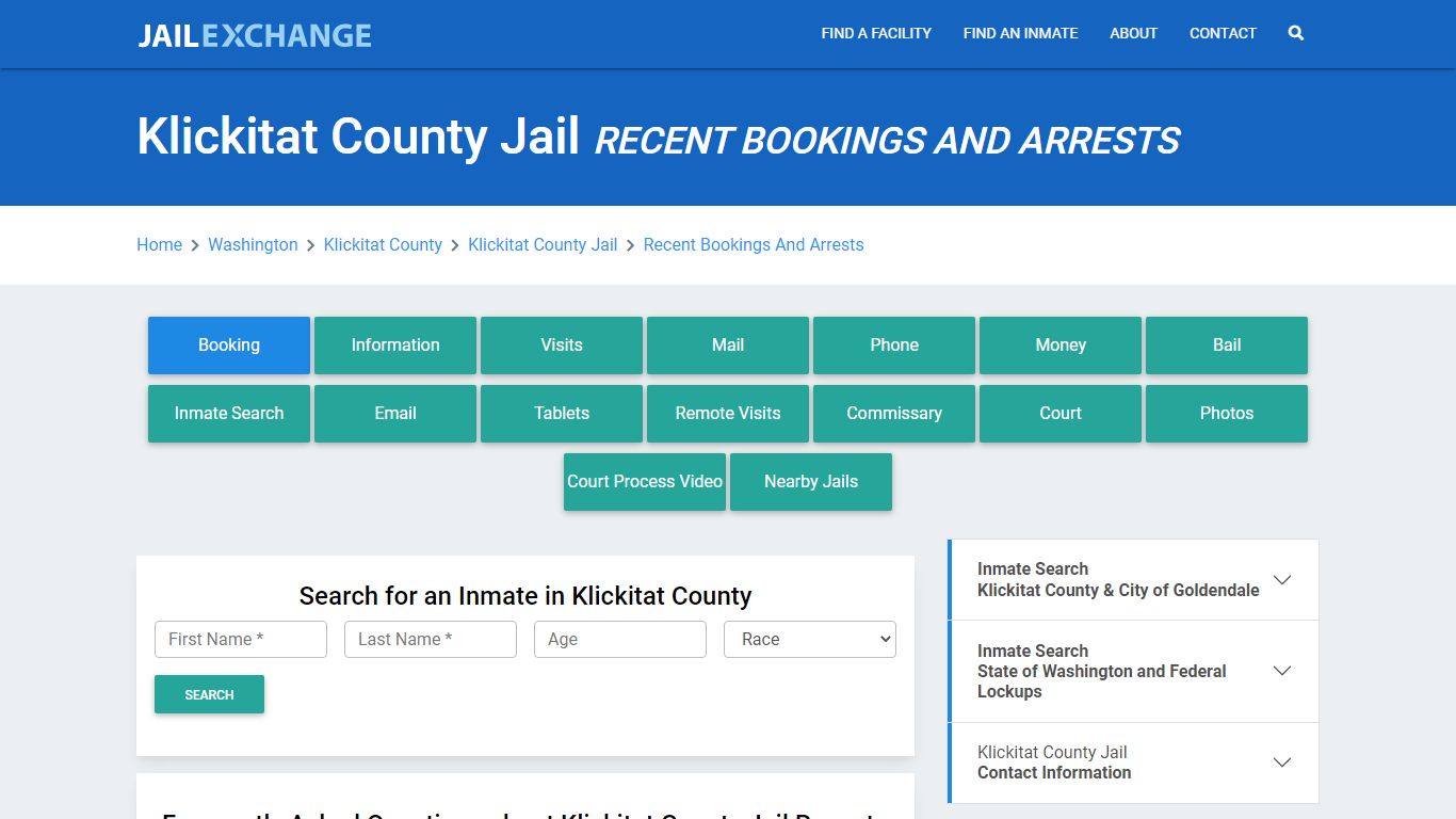 Klickitat County Jail Recent Bookings And Arrests - Jail Exchange