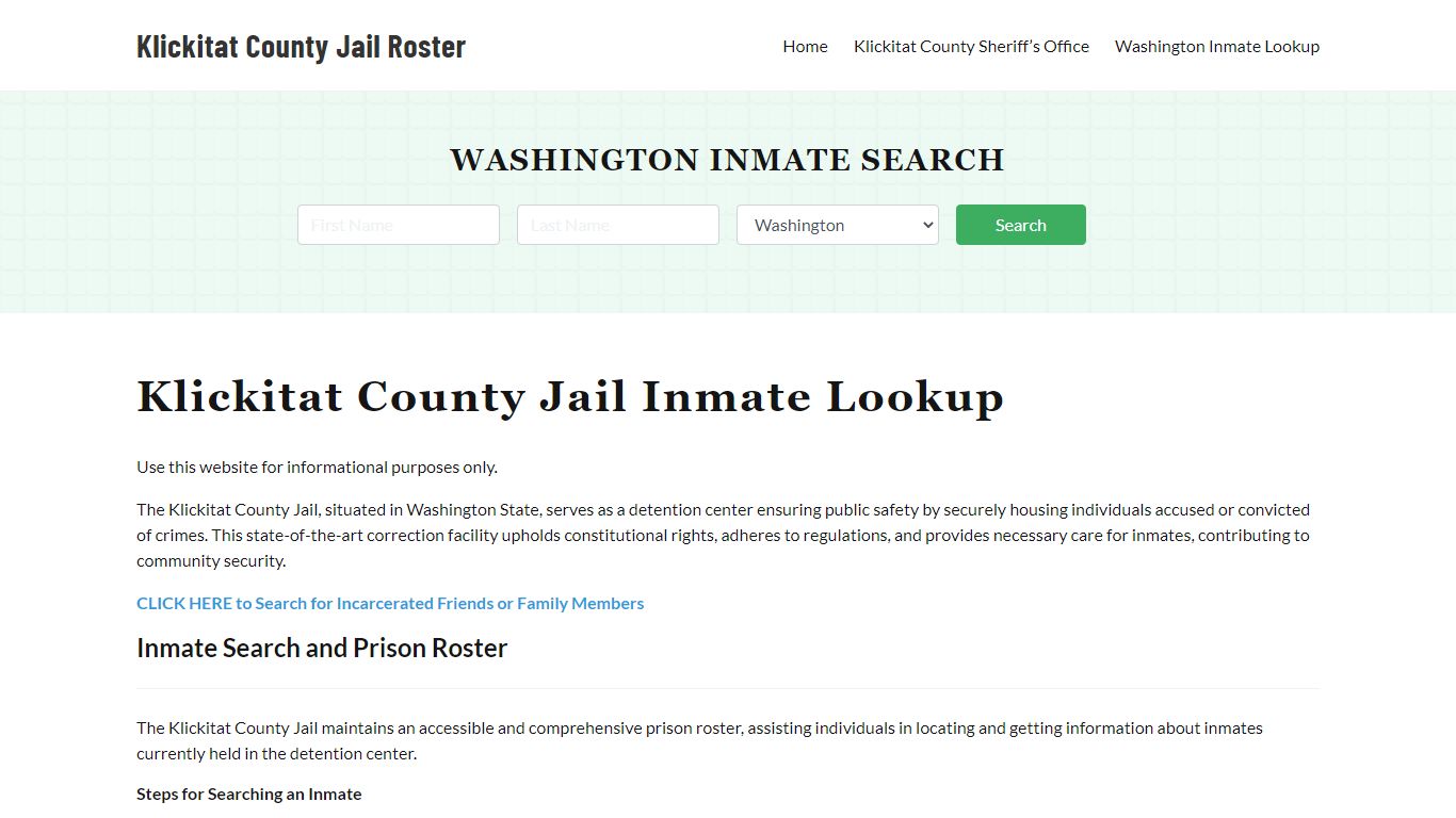 Klickitat County Jail Roster Lookup, WA, Inmate Search